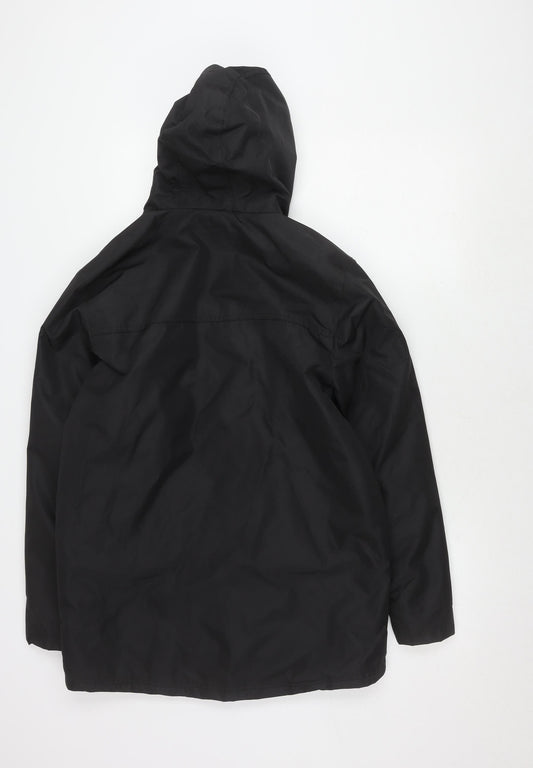 Mens UK Size S Fabric Black Rain Coat