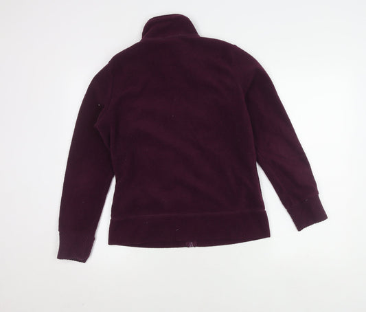 M&Co Women's Purple Fleece Jacket S, Zipped Pockets