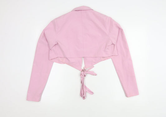 PrettyLittleThing Women's Pink Cropped Blazer UK 14