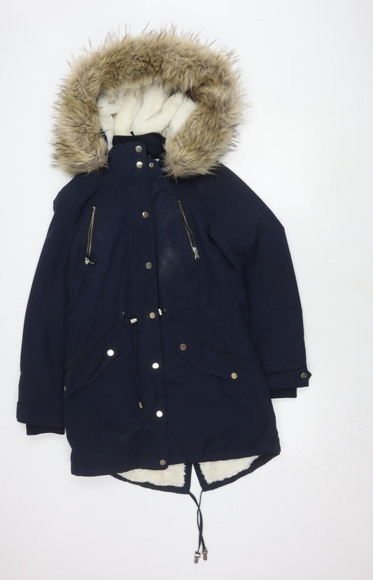 Womens UK Size 10 Miss Selfridge Blue Parka Coat