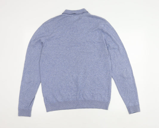 Next Men's Blue Polo, M, Long Sleeve 1/4 Zip