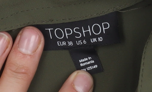 Topshop Womens Green Playsuit UK 10 V-Neck 3/4 Sleeve