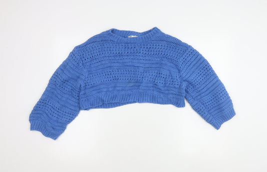 Womens UK Size M Pull & Bear Blue Pullover Jumper