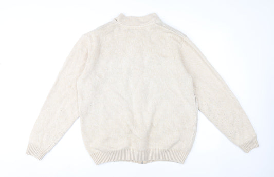 Premier Man Men's Beige Full Zip Cardigan, L, Geometric Knit