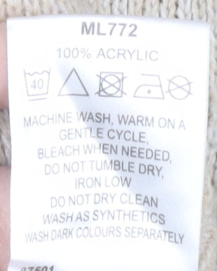 Premier Man Men's Beige Full Zip Cardigan, L, Geometric Knit