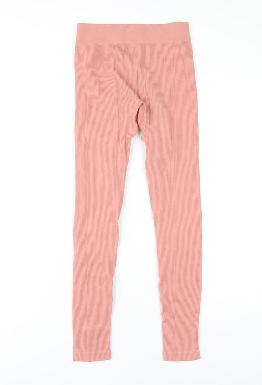 PrettyLittleThing Women’s Pink Slim Fit Ribbed Leggings