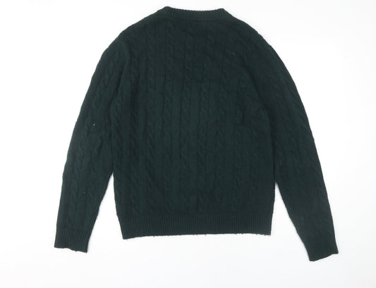 Next Men's Green Cable-Knit Crew Neck Jumper M