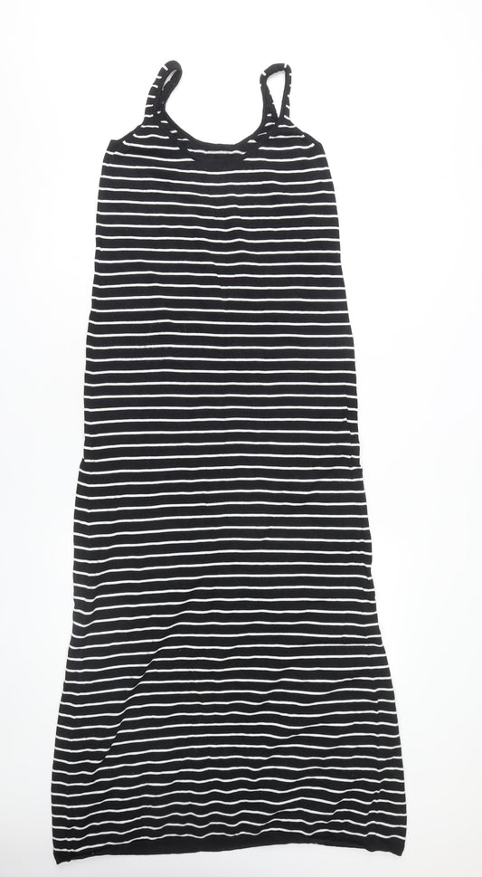 ZARA Women Black Striped Slip Dress S Summer Casual