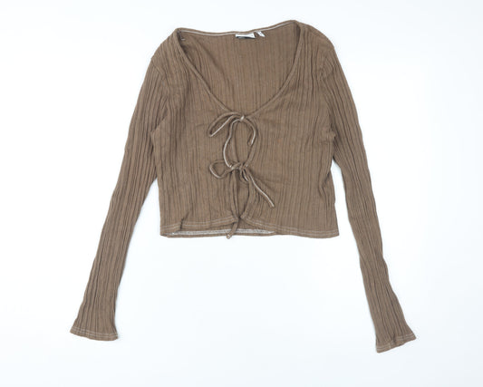 Womens UK Size 12 ASOS Brown Cropped Blouse