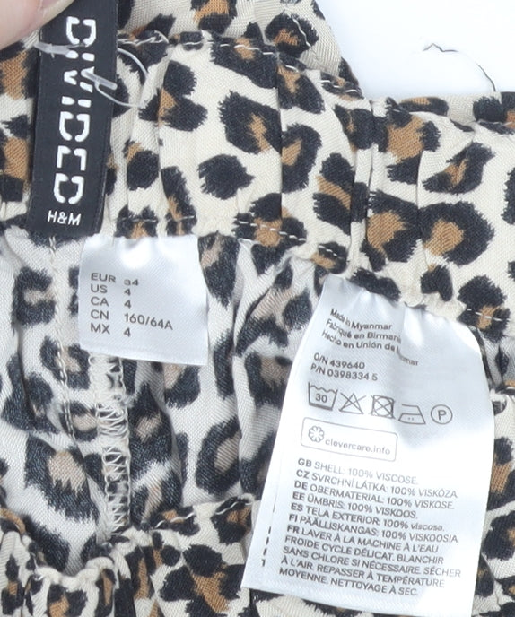 H&M Women's Multicoloured Animal Print Shorts Size 6