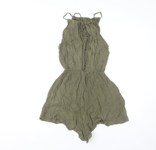 H&M Women’s Green Halter Playsuit, Size 4, Sleeveless