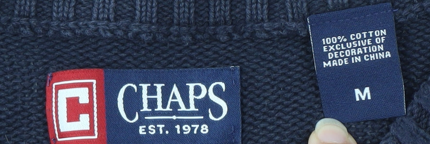 Chaps Men's Blue V-Neck Pullover Jumper M