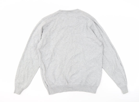 Marks and Spencer Men’s Grey V-Neck Cotton Pullover Jumper