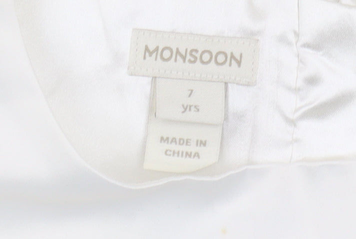 Monsoon Girls Ivory Dress, Size 7, Sleeveless, Polyester