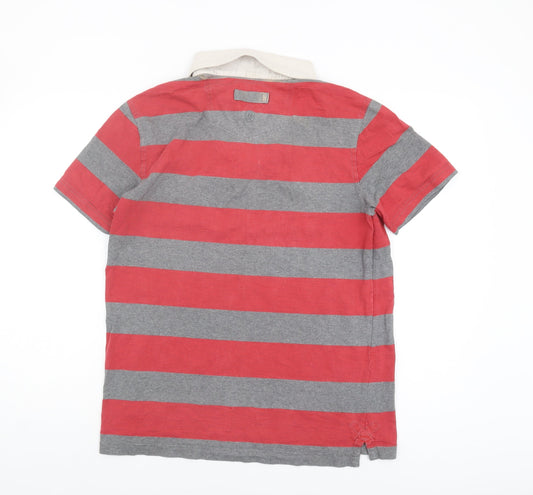 Fat Face Men's Red & Grey Polo, M, Striped Classic