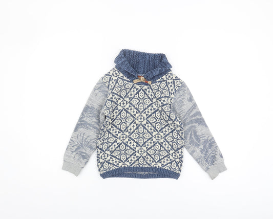 Scotch Shrunk Boys Blue Geometric Pullover Jumper 6 Years