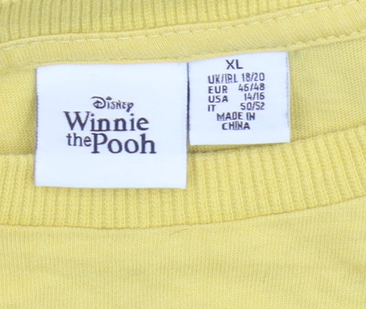 Womens UK Size XL Disney Yellow Basic T-Shirt
