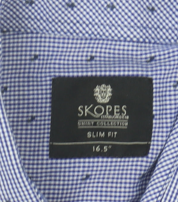 Skopes Men's Blue Slim Fit Check Shirt 16.5