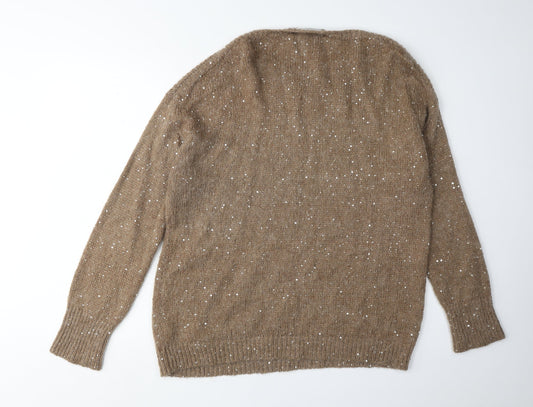 Karen Millen Women’s Brown Sequin Pullover Jumper Size XS