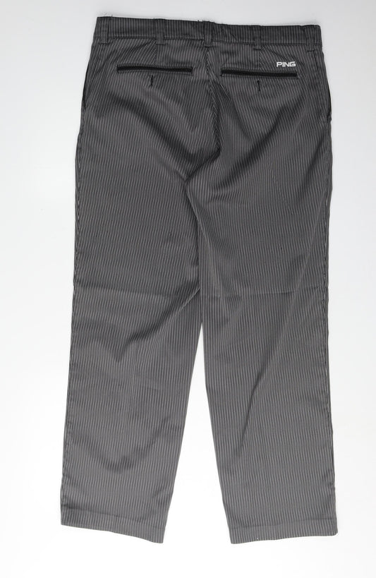 Ping Men's Black Striped Trousers Size 38