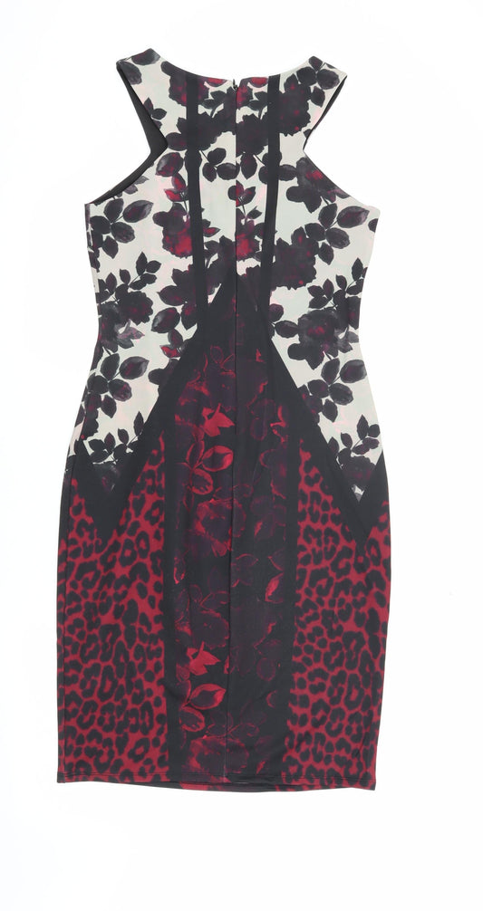 Next Women's Red Floral Animal Print Pencil Dress