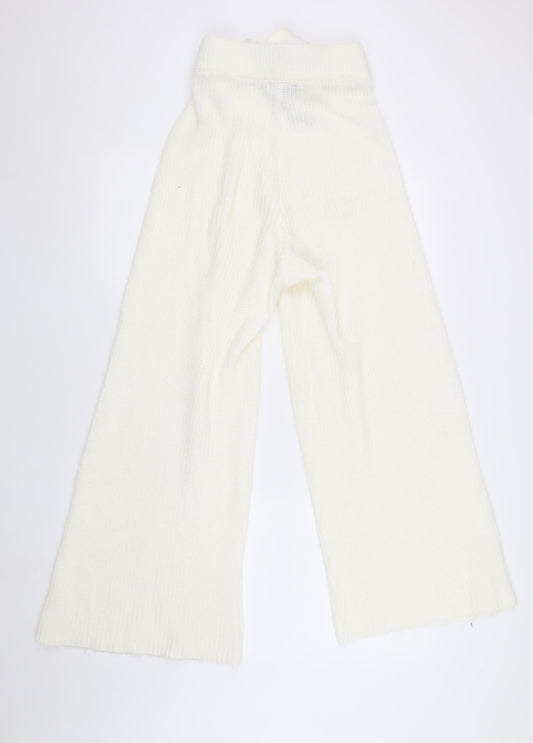 Womens UK Size 6 ASOS Relaxed Fit Wide-Leg Ivory Trousers