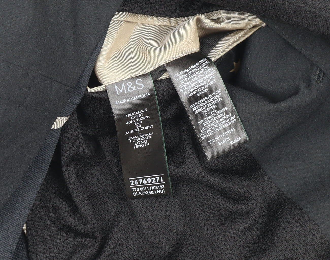 Mens UK Size 40 Marks and Spencer Regular Black Suit Jacket