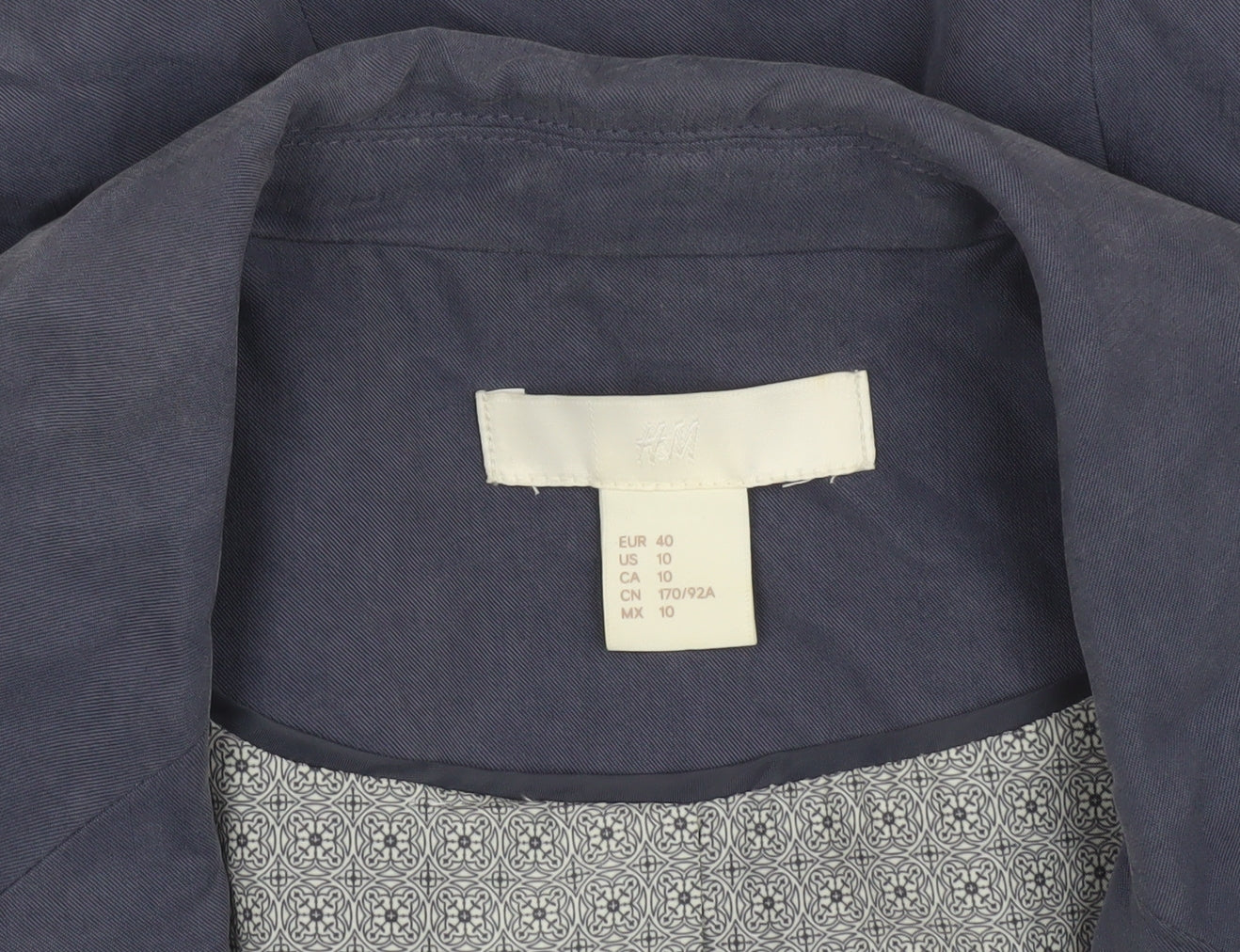 H&M Women's Blue Blazer - Size 12, Casual Style