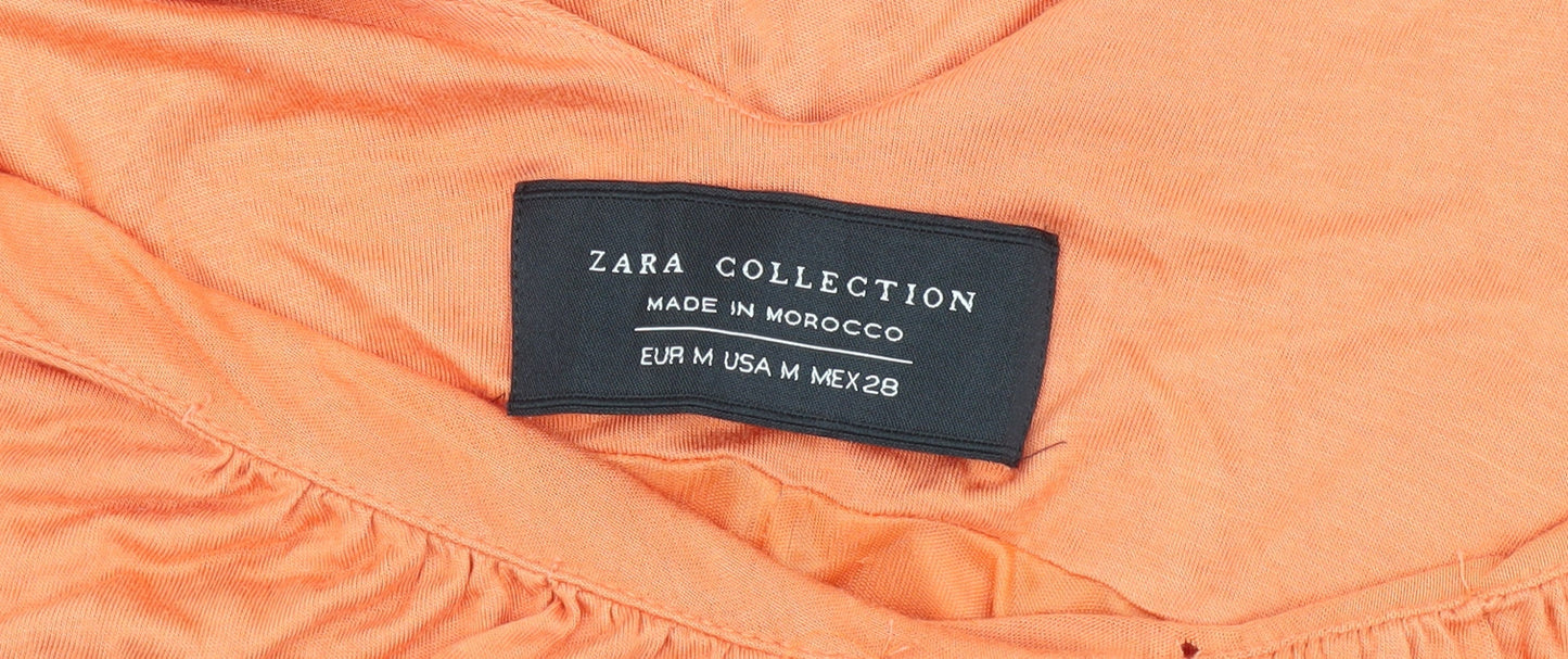 Zara Collection Women Orange M V-Neck Dress