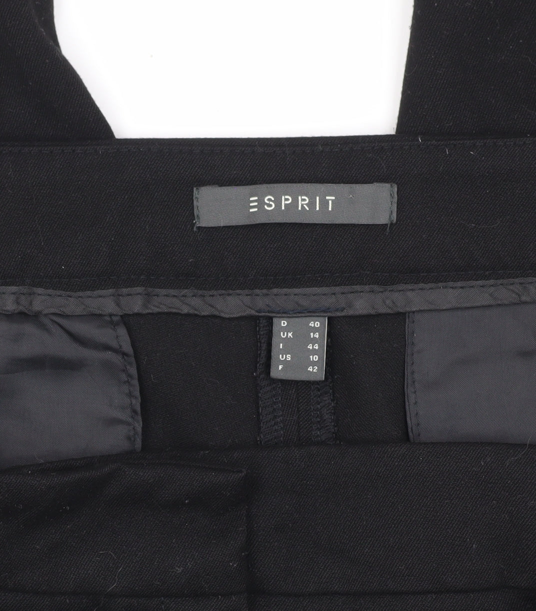 Womens UK Size 14 Esprit Slim Fit Casual Black Trousers