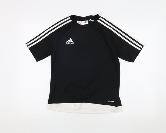 Additional front view of Adidas boys’ black jersey t-shirt 13-14y sports activewear