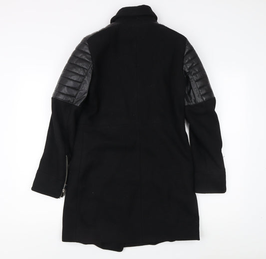 Mango Women's Black XS Motorcycle Coat, Modern Style