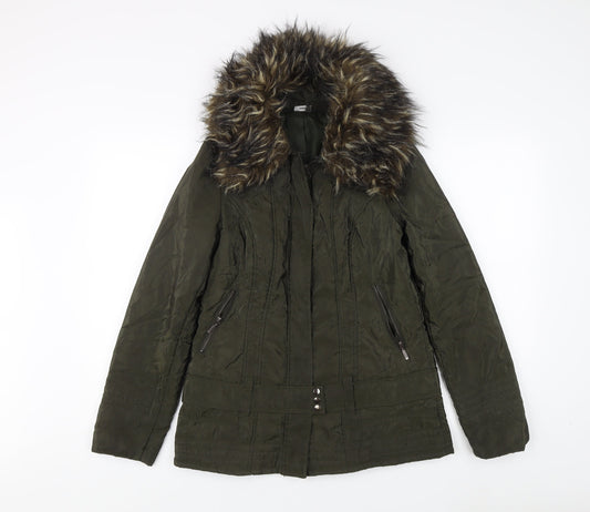 Womens UK Size 10 M&Co Green Parka Coat