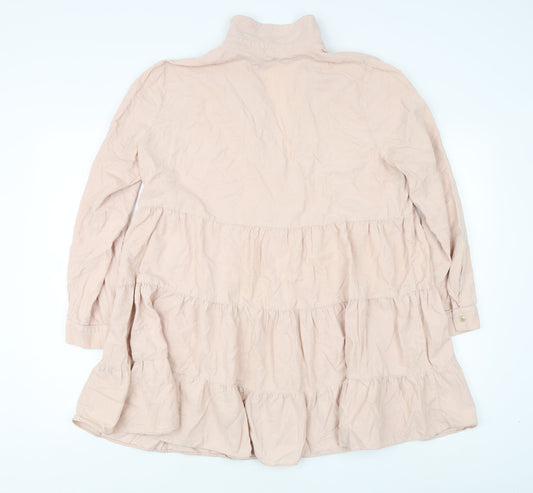 Zara Women's Beige Shirt Dress, L, Collared, Summer