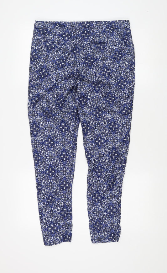 New Look Women's Blue Geometric Trousers Size 12