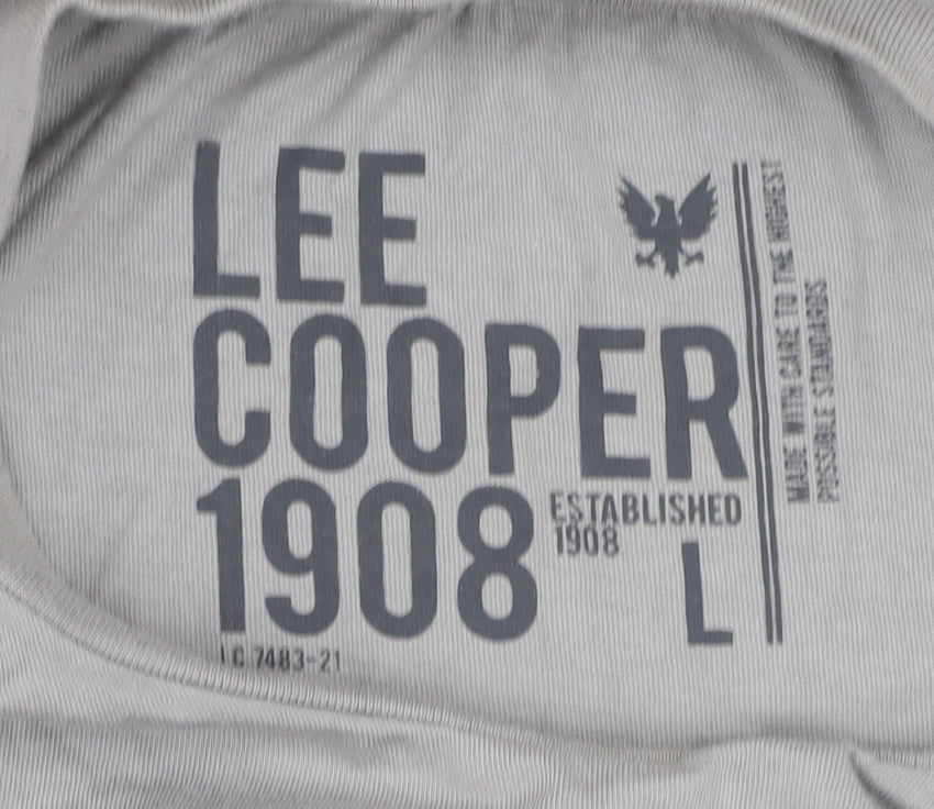 Lee Cooper Men's Grey Graphic Print T-Shirt L