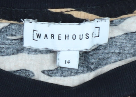Womens UK Size 14 Warehouse Multicoloured Basic T-Shirt