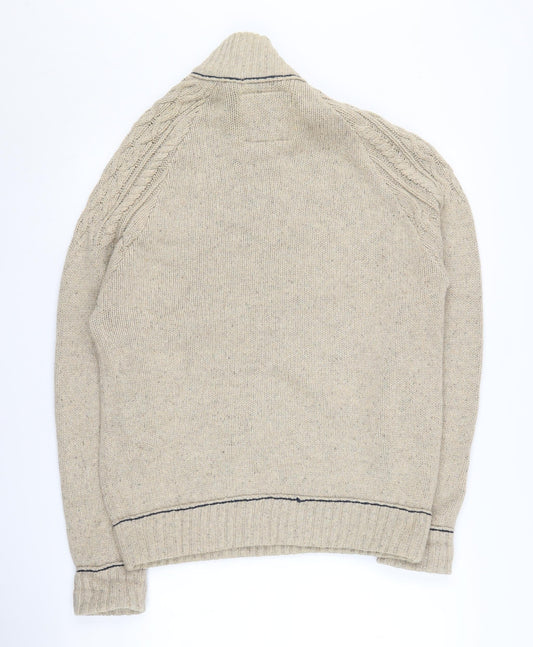 Mantaray Men's Beige Full Zip Jumper Size M