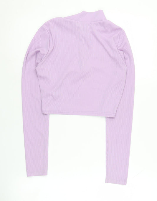 Missy Empire Women's Purple Cropped Long Sleeve Top