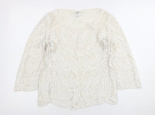 Womens UK Size 10 H&M Ivory Basic Blouse