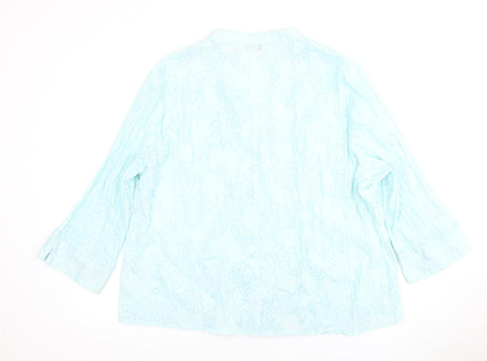 Bonmarche Women's Blue Floral Collared Blouse Size 16