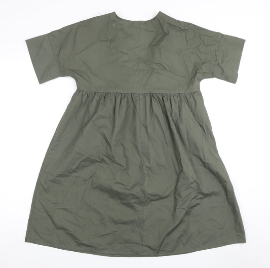 Boohoo Women's Green V-Neck Shift Dress Size 6