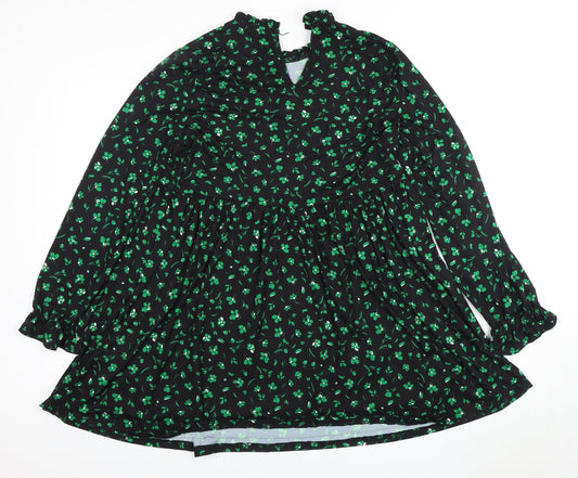 New Look Women's Black Floral Long Sleeve Dress Size 10