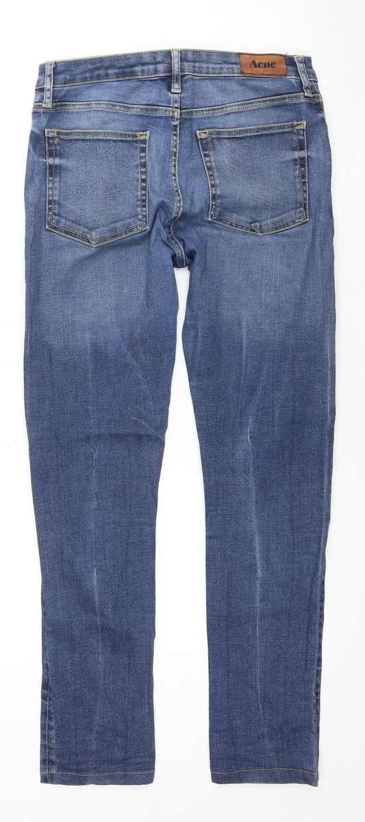 Acne Men's Blue Straight Jeans Size 30, Medium Wash