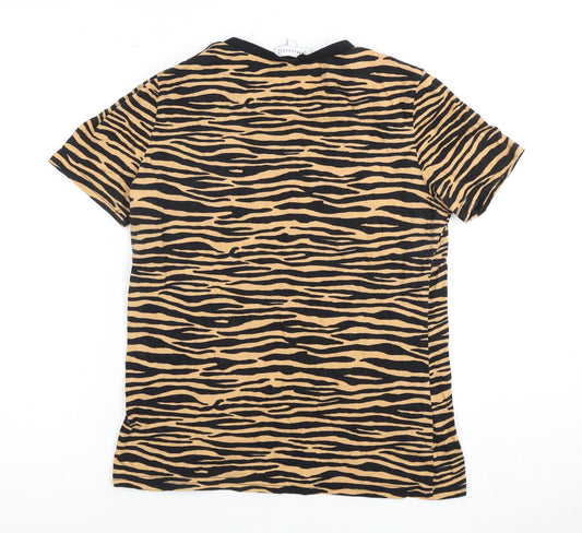 Womens UK Size 10 Warehouse Multicoloured Basic T-Shirt