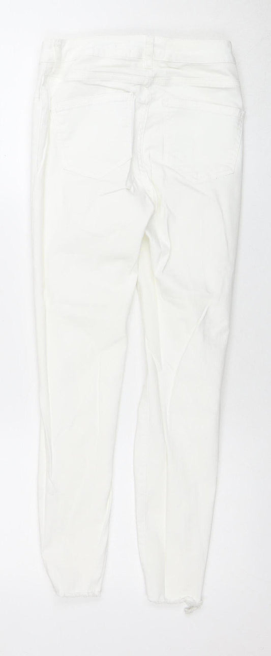 New Look Women's White Skinny Jeans, Size 8, Distressed