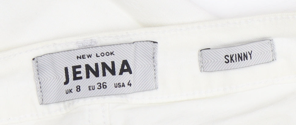 New Look Women's White Skinny Jeans, Size 8, Distressed