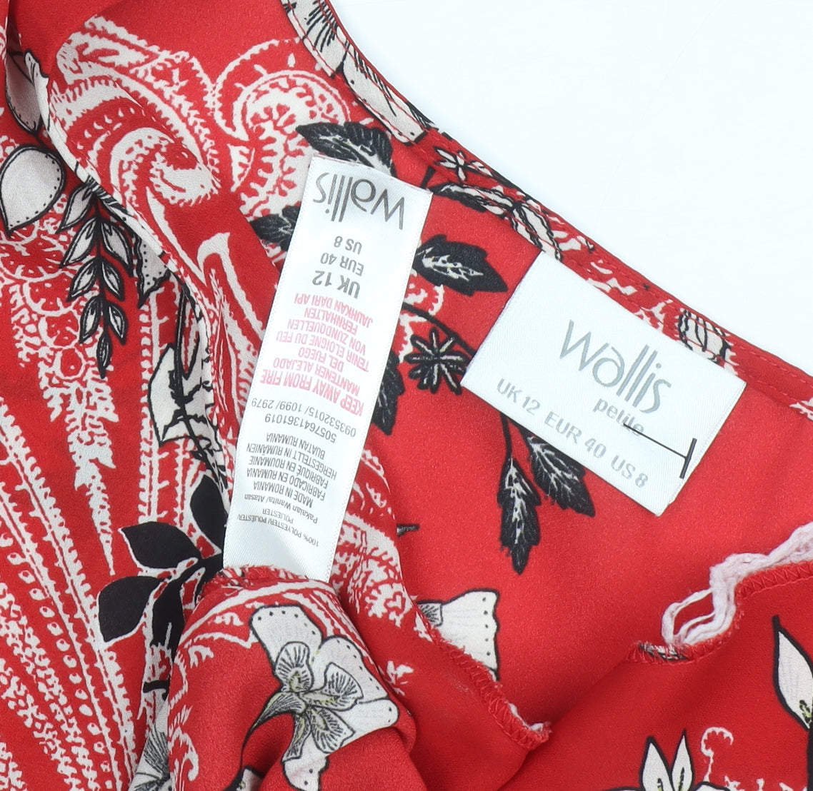 Womens UK Size 12 Wallis Red Basic Blouse