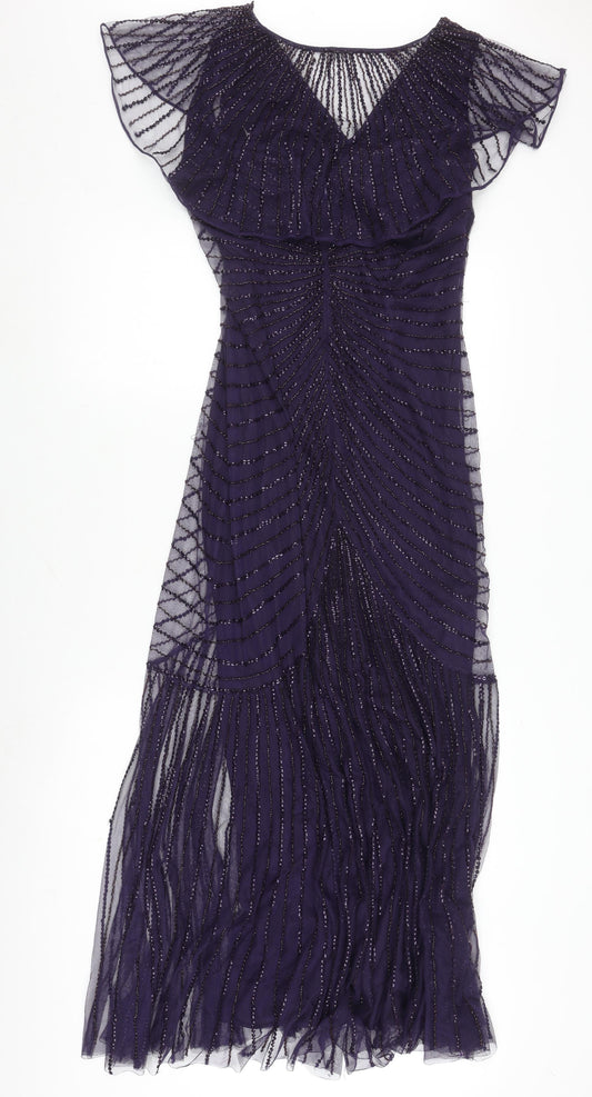 John Lewis Women Purple Midi Dress Size 14