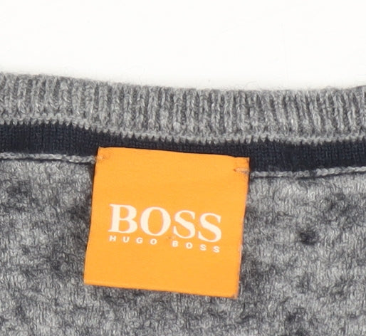 Brand and care label for Hugo Boss Grey jumper, unisex l, crew neck